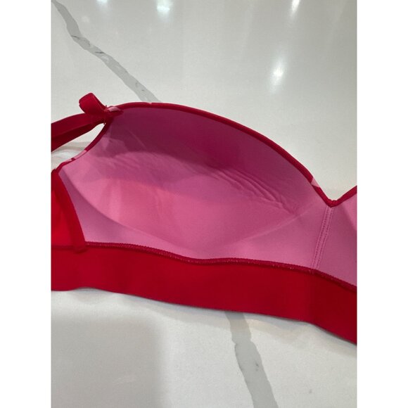 Victorias Secret Pink Red Bra With White Hearts 34DD Adjustable Straps Stretch B - Picture 4 of 6